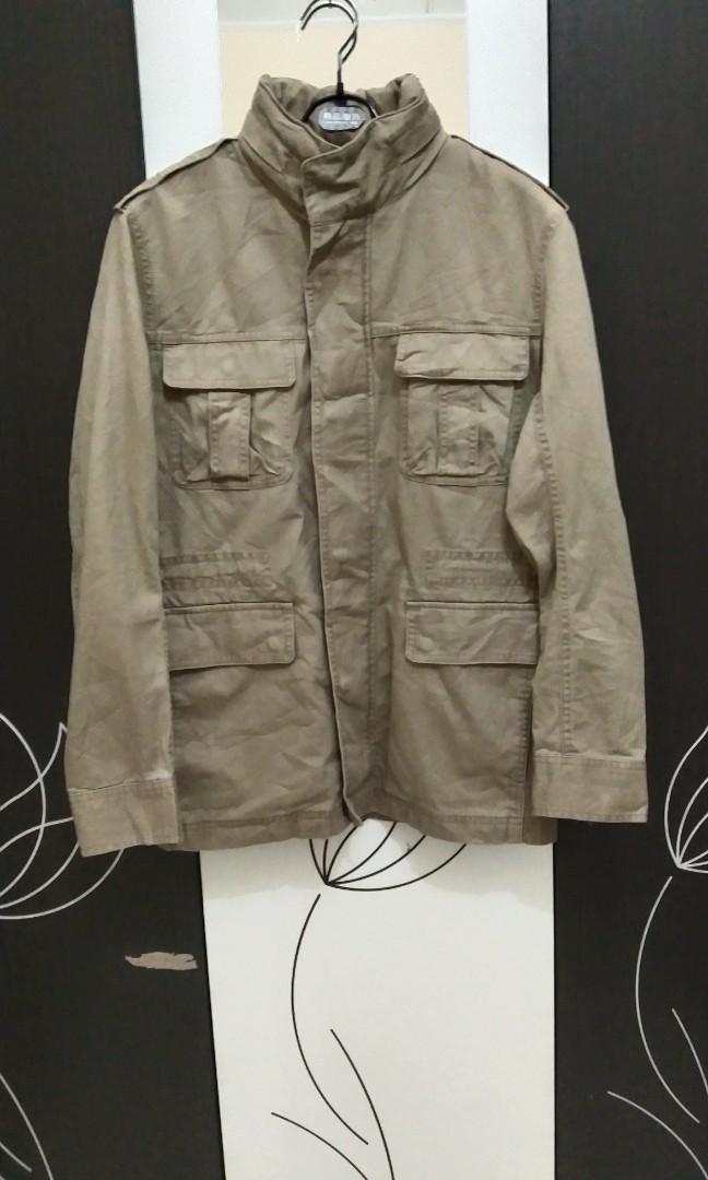 Jaket Parka Uniqlo Military Original Fesyen Pria Pakaian Baju