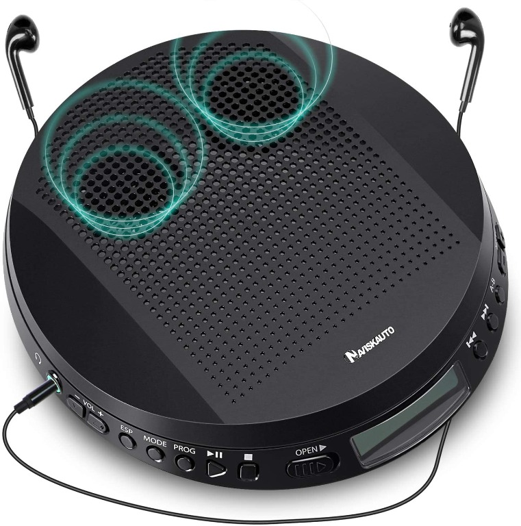 Anti-Skip/Shockproof Protection and 3.5mm AUX Cable NAVISKAUTO Portable CD Player with Stereo Speakers Personal CD Player with LCD Display