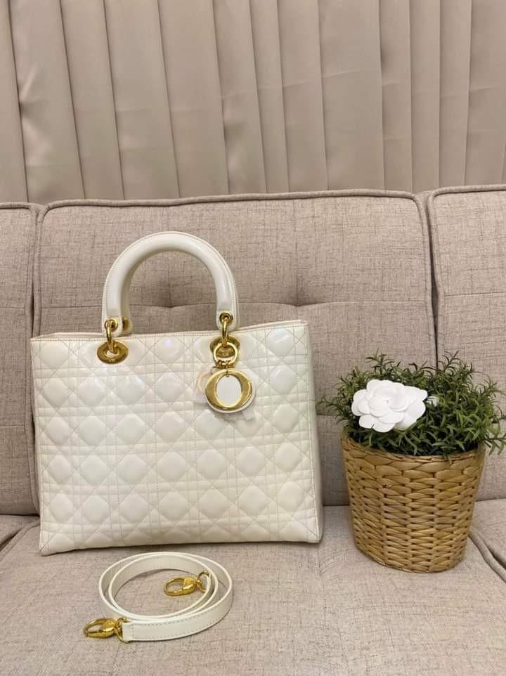 Lady Dior Large White 24k Gold Plated Hardware 1999