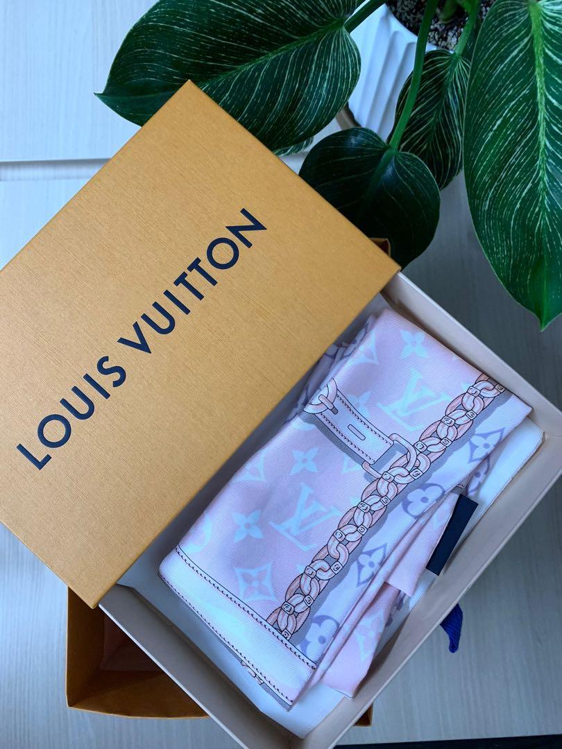 LOUIS VUITTON Pink Silk Confidential Bandeau Scarf, Luxury