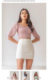 Lovet coco ruched skirt in white