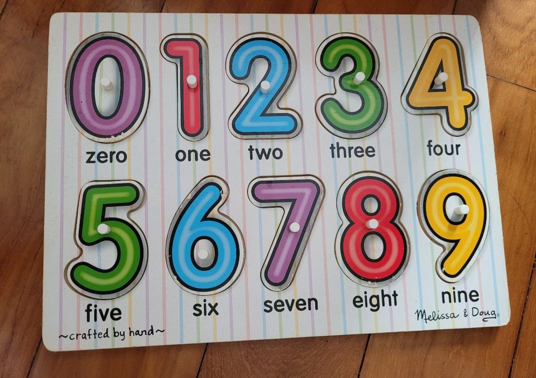 Melissa and Doug number puzzle pegboard, Babies & Kids, Infant Playtime