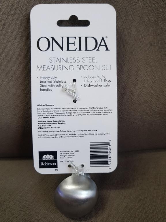 ONEIDA Stainless Steel Measuring Spoon Set (Category: Bakeware) located in Manila. Submitted by henzelhannah (Listing ID 1126739421, Image 3). Description: PTPA; ONEIDA Stainless Steel Measuring Spoon Set 09327247535.