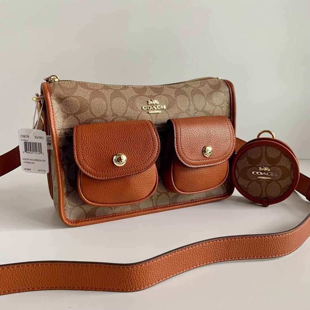 Coach Pennie Crossbody With Coin Case In Signature Canvas IM/Khaki Redwood  C5675