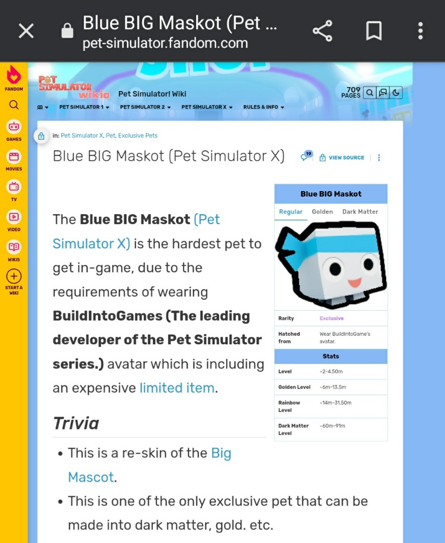 BIG Maskot Value - Pet Simulator X