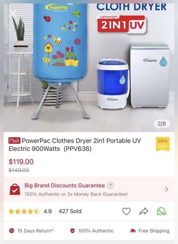 Powerpac clothes dryer 2025