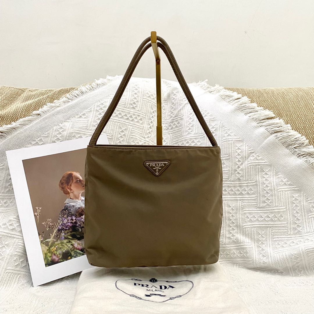 Prada green sales nylon shoulder bag