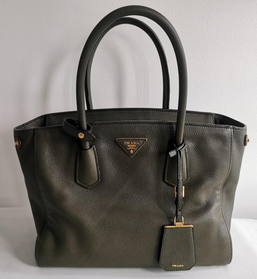 Prada vitello grain leather tote bag clearance