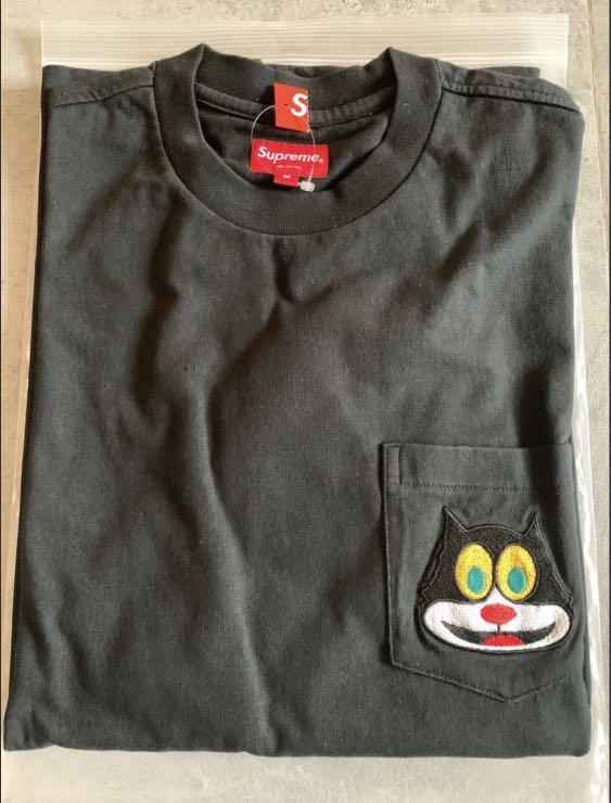 Supreme Cat FW19 L/S Pocket Tee Black, 男裝, 上身及套裝, T-shirt