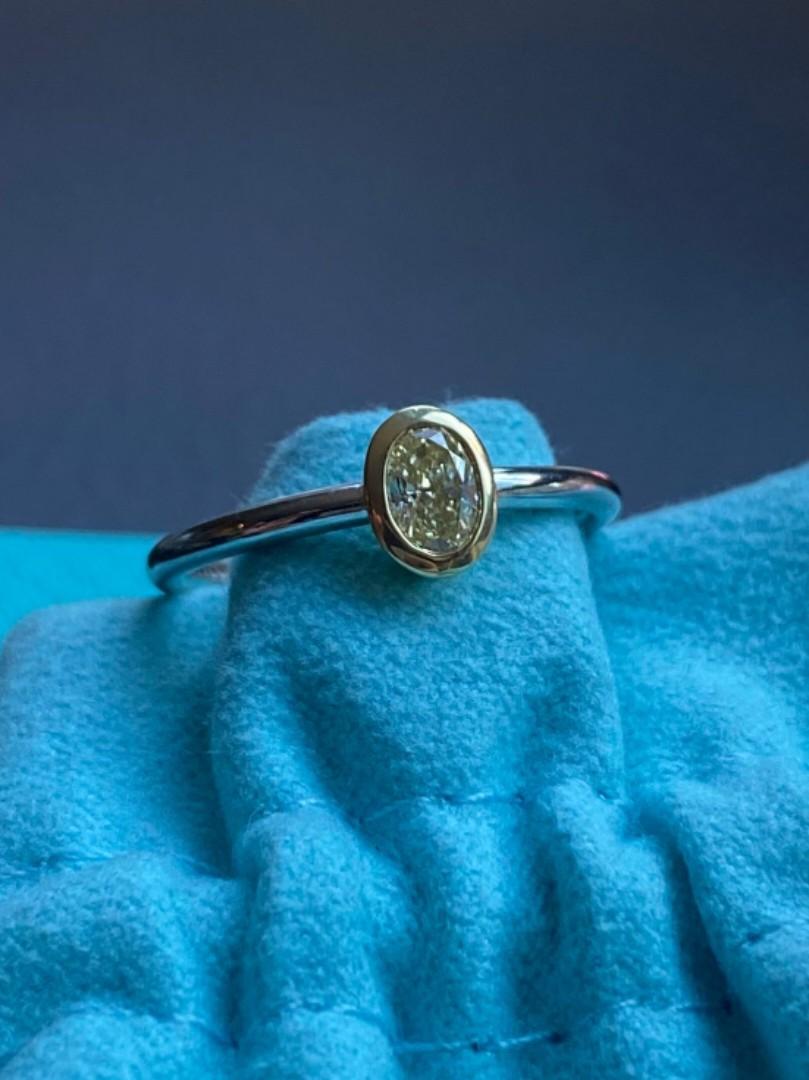 Tiffany and co fancy yellow diamond bezel ring, Women's Fashion