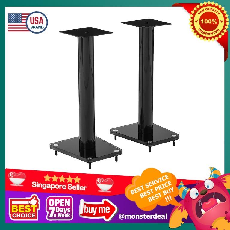 TransDeco Speaker Stands, 24", Black tempered glass with beveled edges