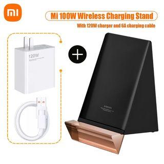 Xiaomi 100W Wireless Charger Stand Set Charging Base 120W Fast Charge Power Adapter 6A Type C Data Cable For Mi 11 Pro / Ultra / Mix 4