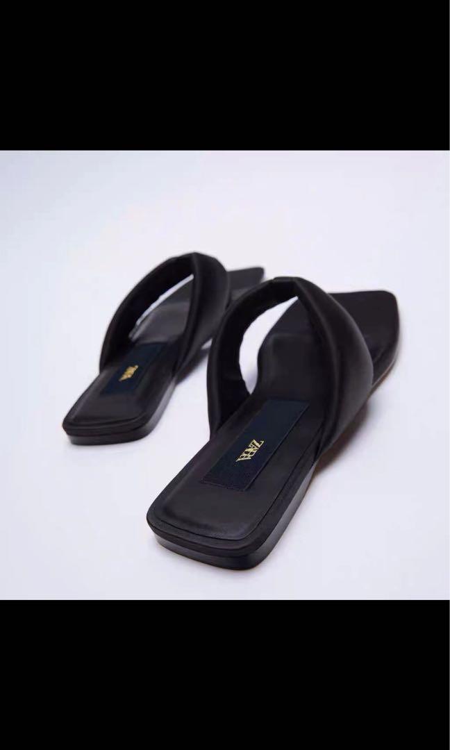 Zara black slippers 2025