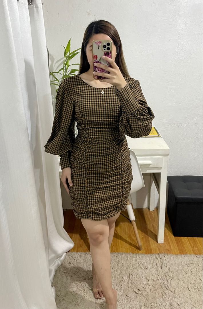 zara checkered dress