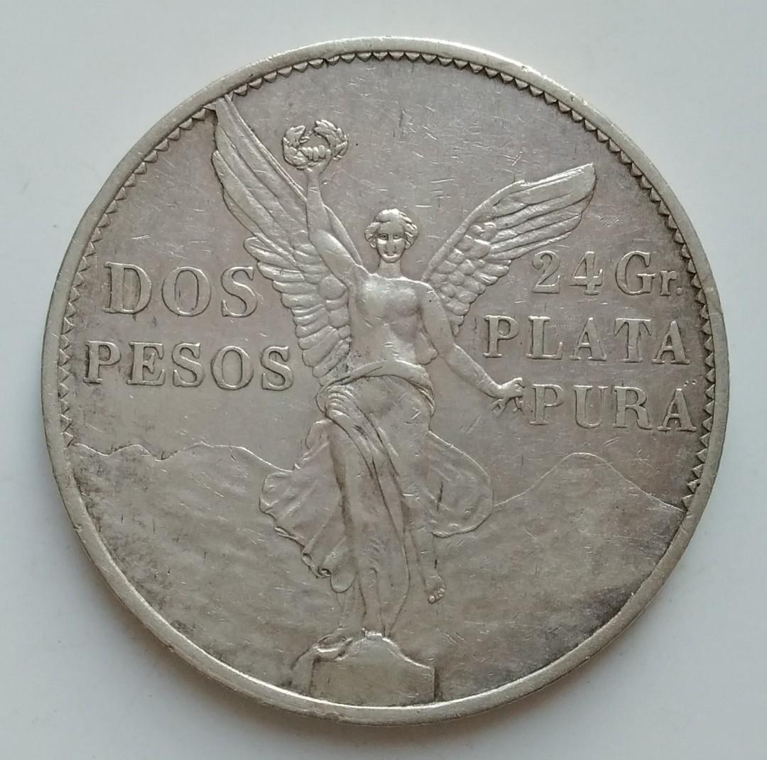 1921年墨西哥聯邦共和國2比索流通紀念銀幣-墨西哥城鑄造, 興趣及遊戲, 收藏品及紀念品, 錢幣- Carousell