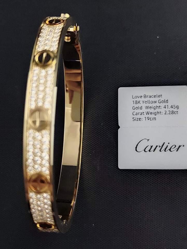 19cm CARTIER LOVE BANGLE PAVED DIAMONDS HKSETTING Women s Fashion Jewelry Organizers Bracelets on Carousell