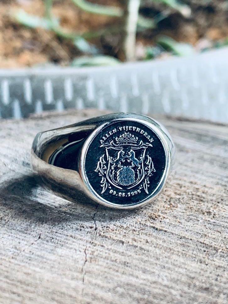 925 Sterling Silver Custom Signet Ring Pinky Ring Kingsman Style