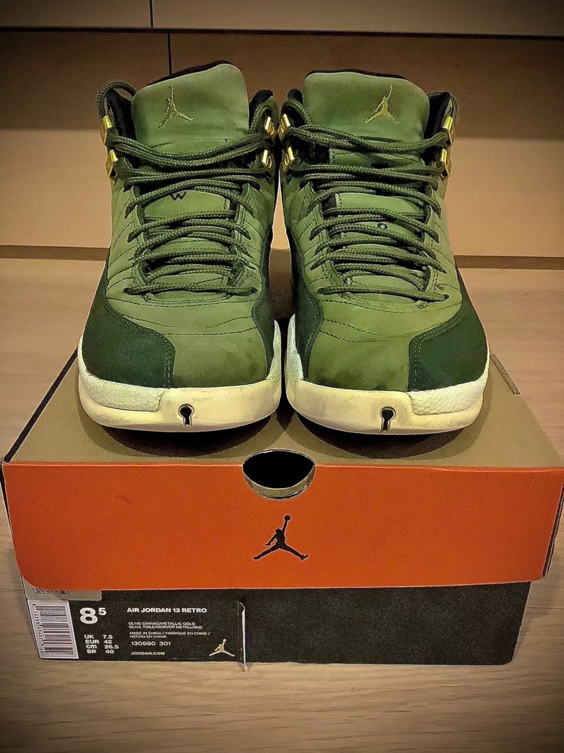 Olive green hotsell jordan retro 12