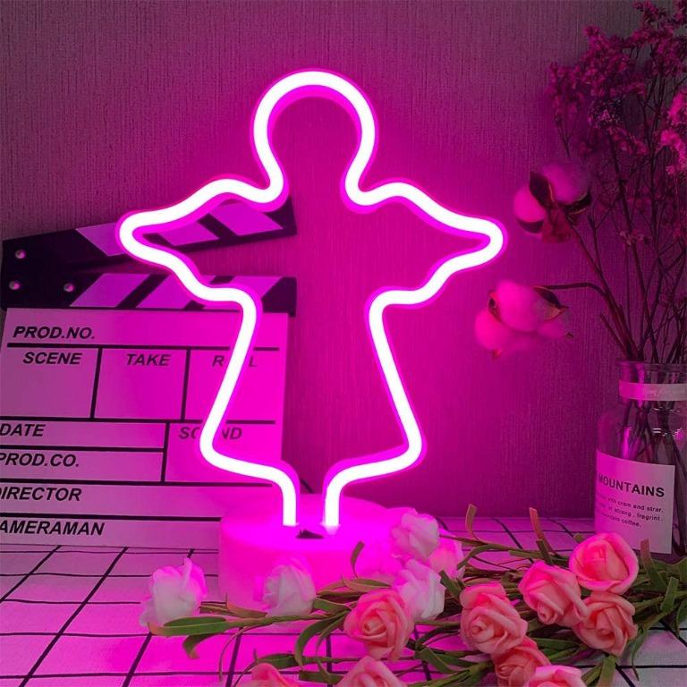 Angel Neon Light Pink Signs Neon Signs Lamps Neon Lights Room Decor