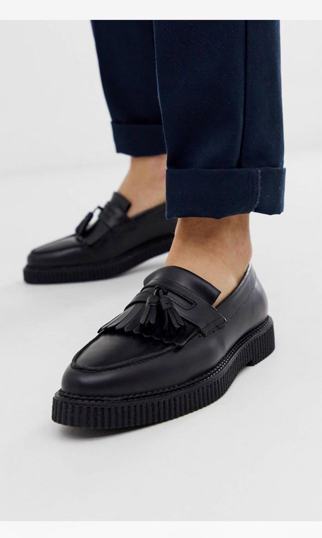 Asos design loafer in black leather 