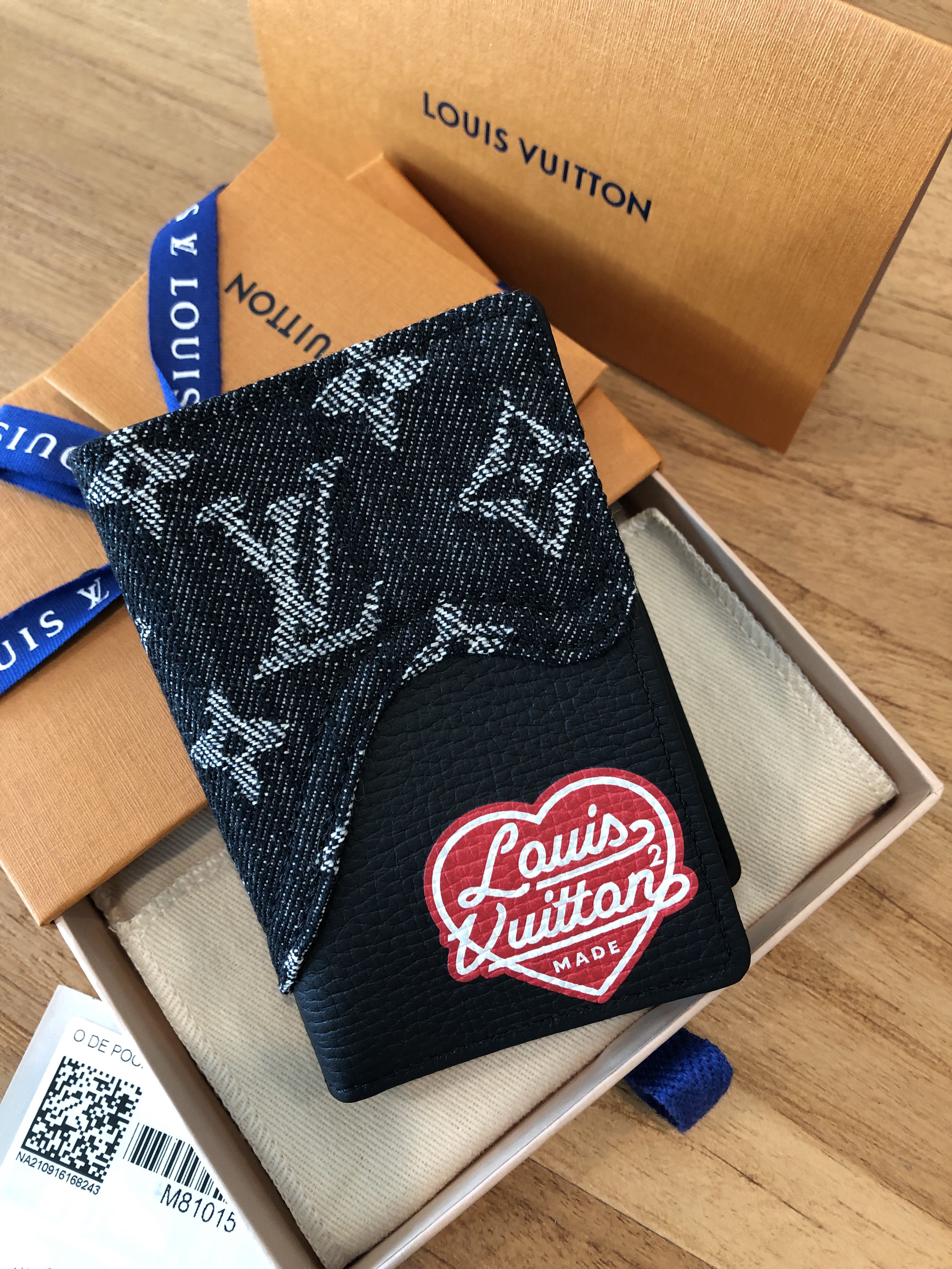 Louis Vuitton Nigo Denim 2 black Pocket Organizer wallet LV heart Monogram  Red