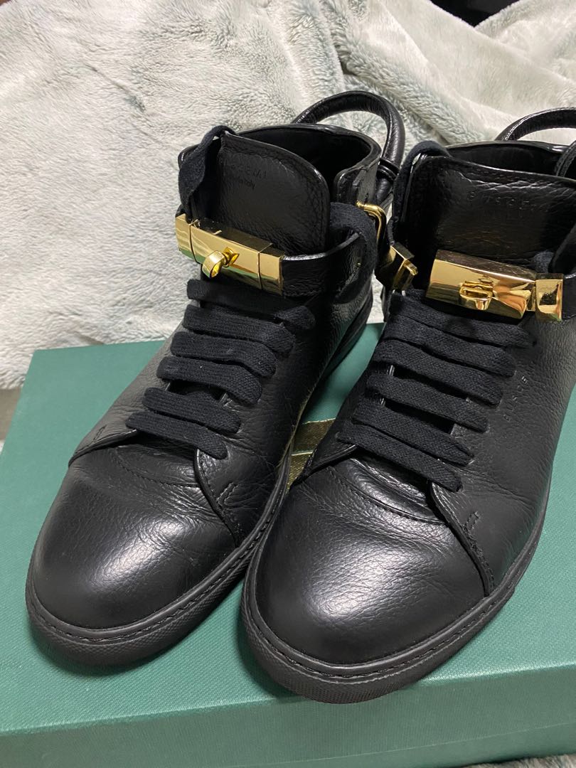 Authentic Buscemi 100MM Gold Clasp Black Leather Men s Fashion
