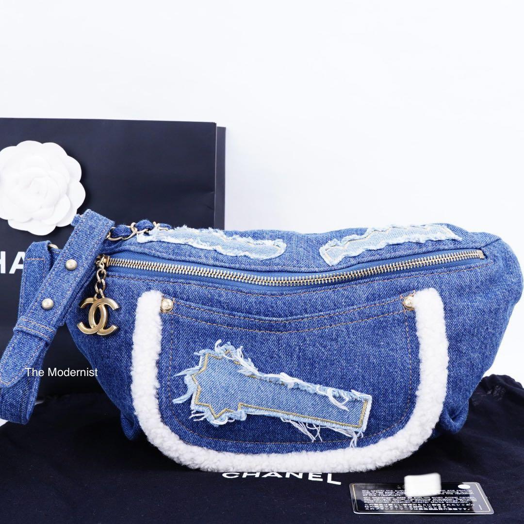 Authentic Chanel Denim and Shearling Belt Bag, Luxury, Bags & Wallets on  Carousell