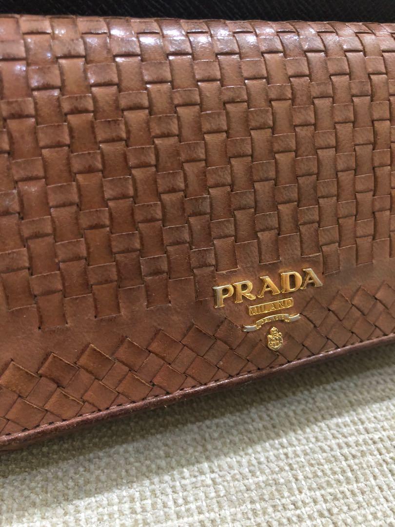 Authentic Prada Woven Madras Clutch, Luxury, Bags & Wallets on Carousell