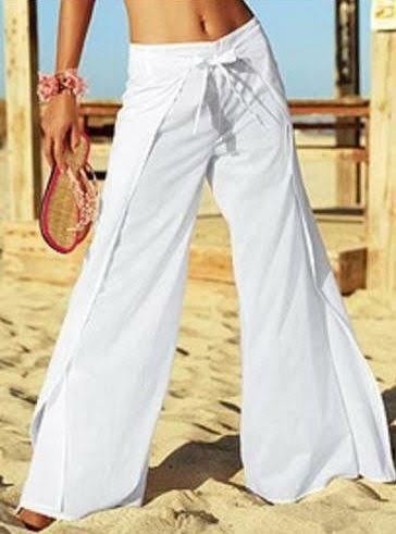 Bali White Wrap Pants, Women's Fashion 