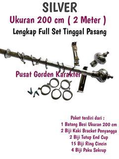 Besi Gorden atau Batang Gorden Bulat Rollet Crystal SILVER Ukuran 