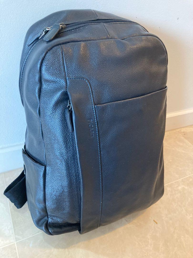 Mens blue leather best sale backpack