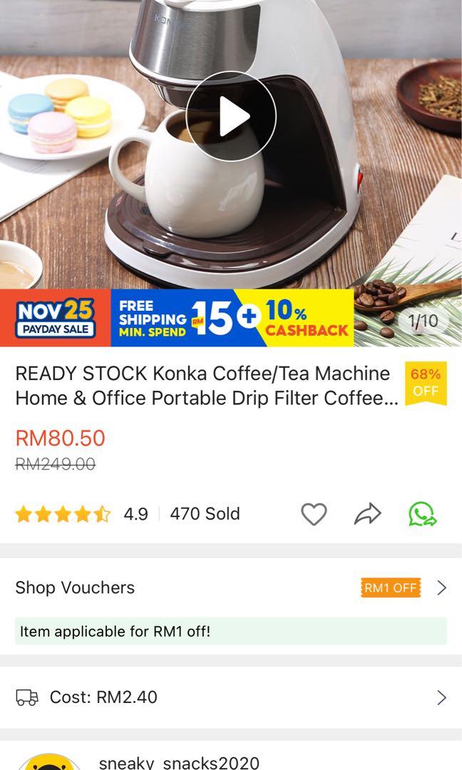 KONKA Coffee Maker Machine Portable Home Mini Automatic Drip Office Cafeteira  Eletrica Tea Easy Operation Free