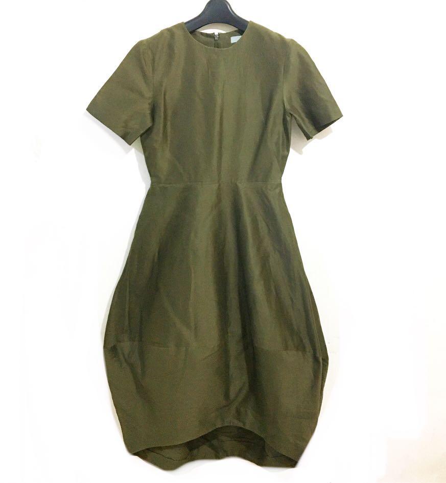 cos green silk dress