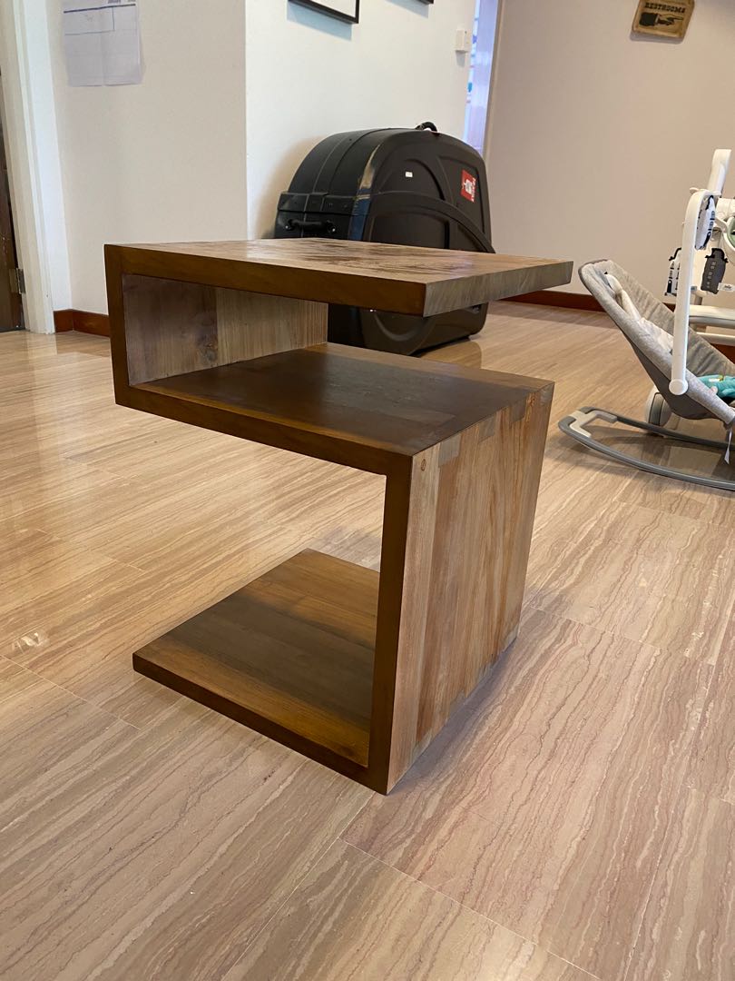 Crate and Barrel solid teak wood side table / bed side table