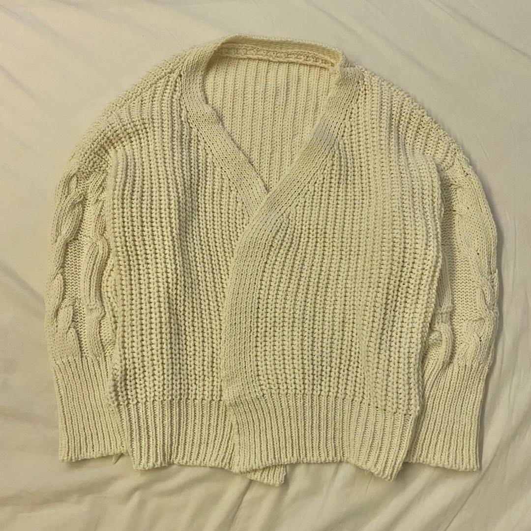 cream colored knit cardigan
