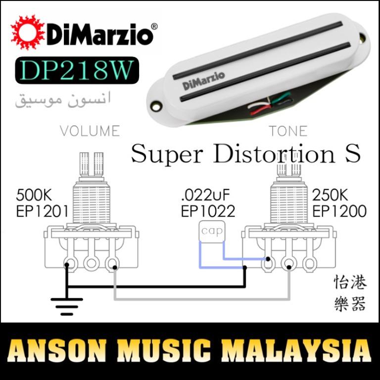 DiMarzio DP218W Super Distortion S Strat Humbucker Pickup, White