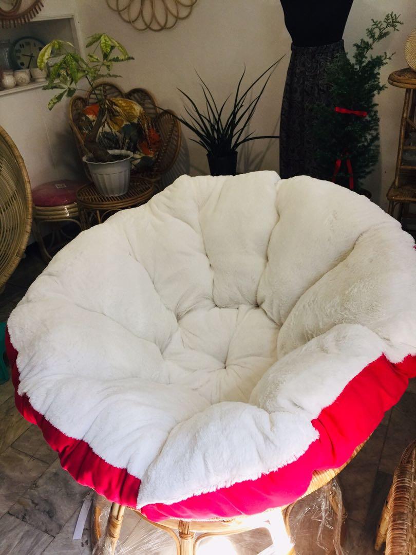 Fuchsia Red over size Cushion Rattan Papasan chair Furniture