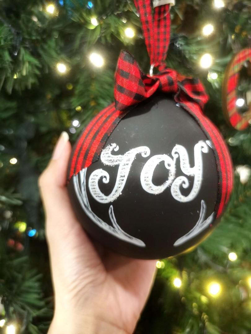 Glass Joy Christmas Tree Black Ornaments Decoration Hanging Decor