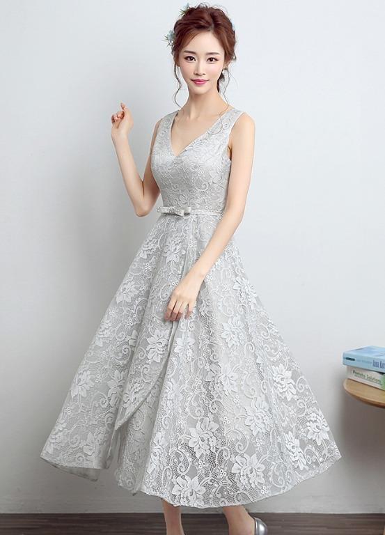 Grey mid length shop dress