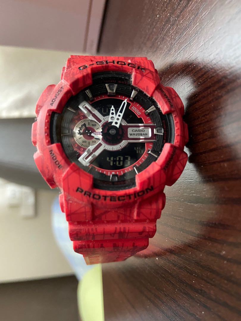 G shock black red sale