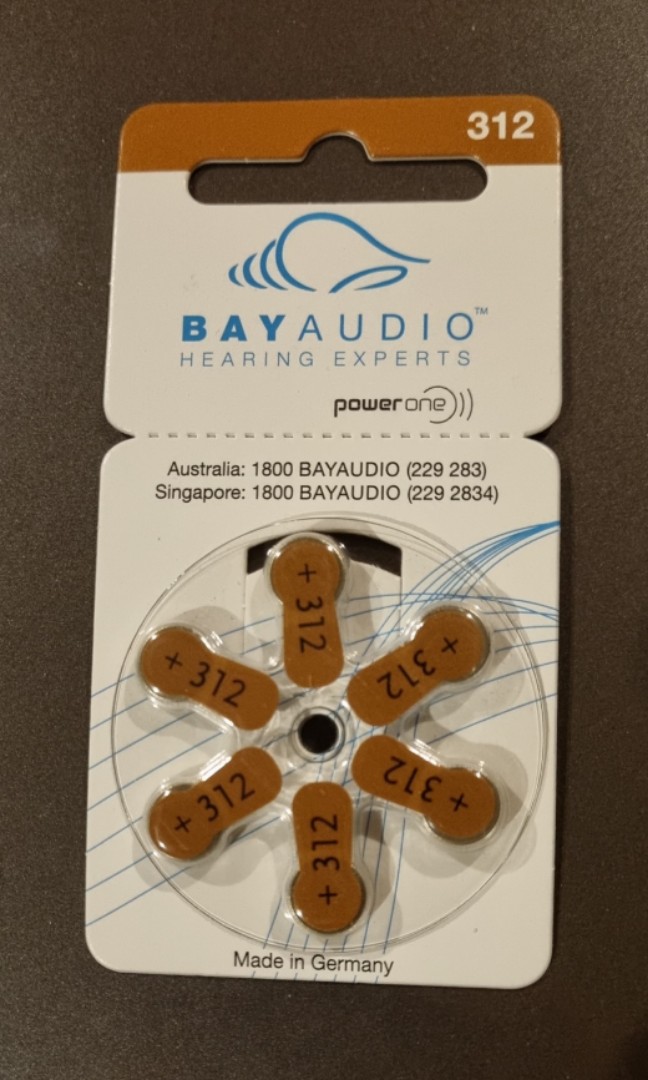 Hearing aid (cochlear) batteries Bay Audio, Zinc Air (312), Health
