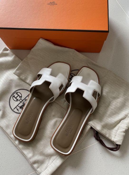 Hermes Oran Sandals white