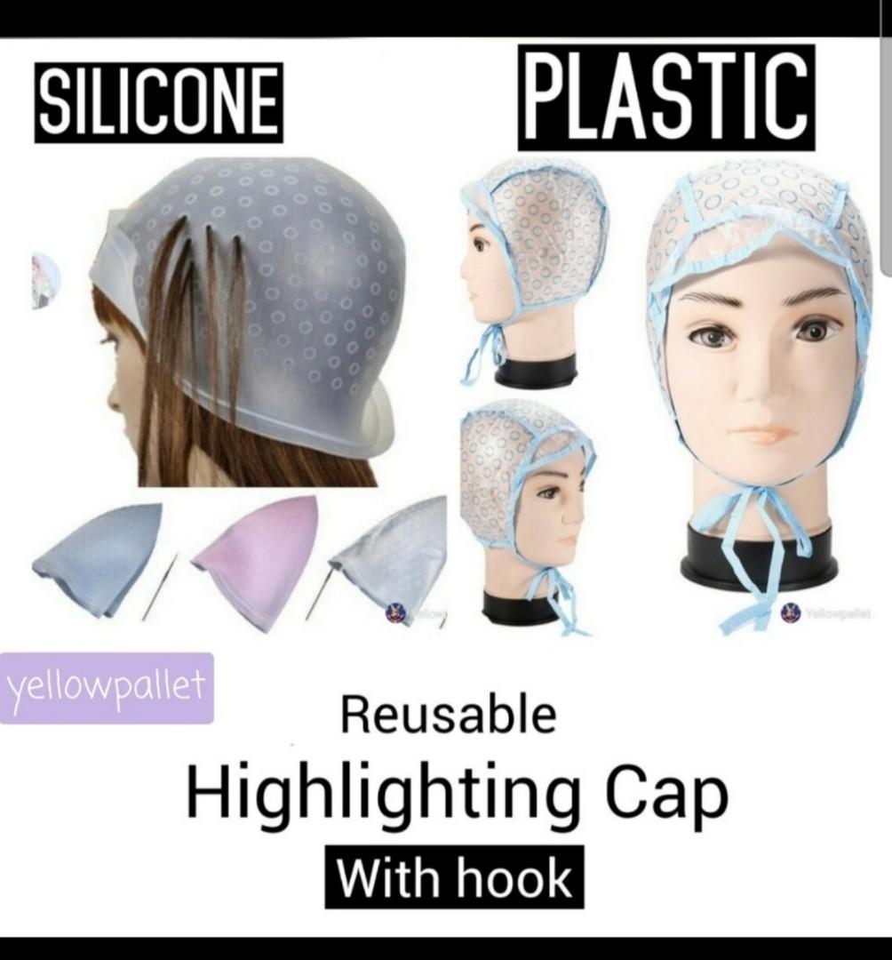 Highlighting cap holes reusable bleach Frosting blonde highlights Tinting  Bleach Dye hair Cap with Hook Set, Beauty & Personal Care, Hair on Carousell