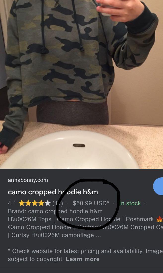 Camo cropped hoodie h&m cheap