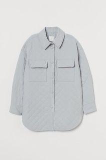H&M Grey Quilted Shirt Jacket Size Small