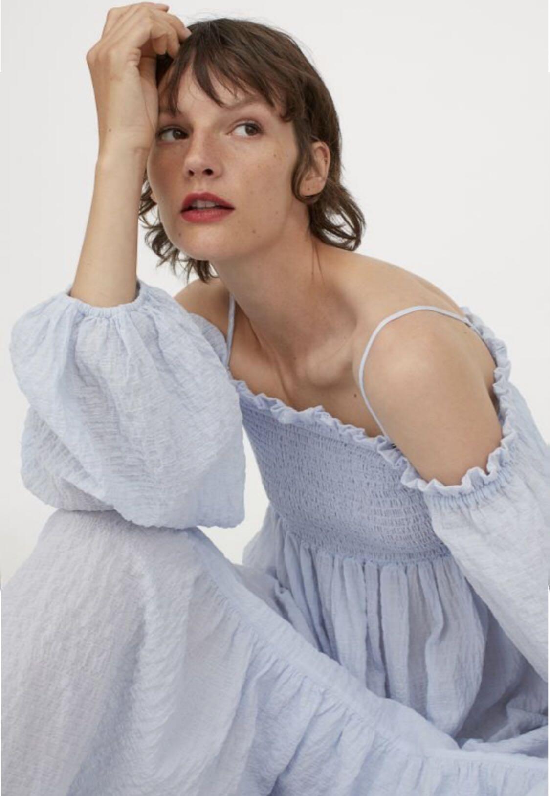 H\u0026M Off shoulder dress Light blue 