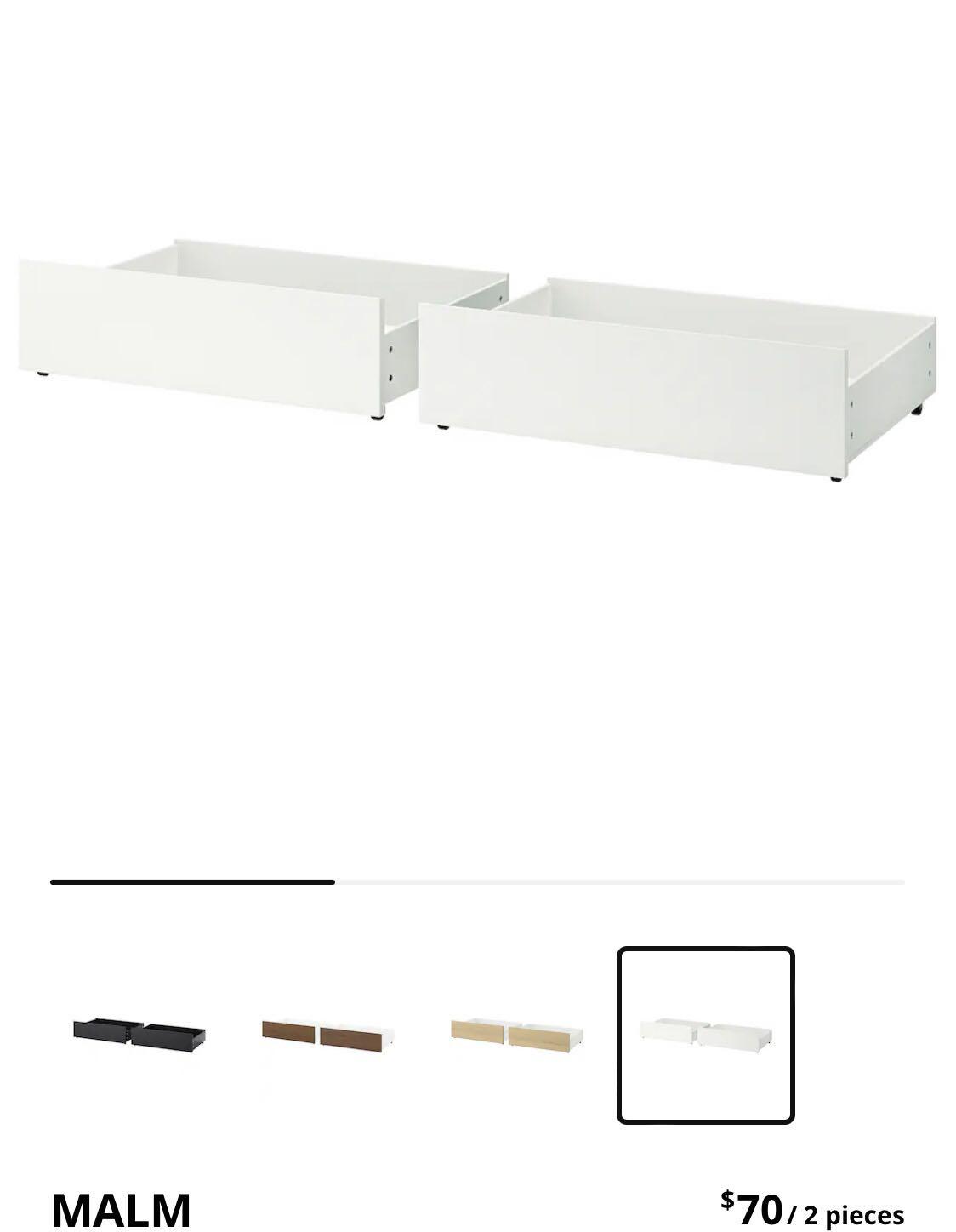 IKEA MALM bed storage box X2 white, Furniture & Home Living, Furniture