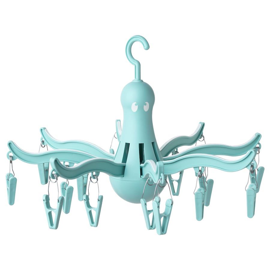 IKEA PRESSA octopus clothes hanger 16 pegs, turquoise, Furniture & Home Living, Furniture, Other