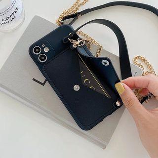 iPhone Case Crossbody Card Pocket Wallet Leather Strap Back Cover