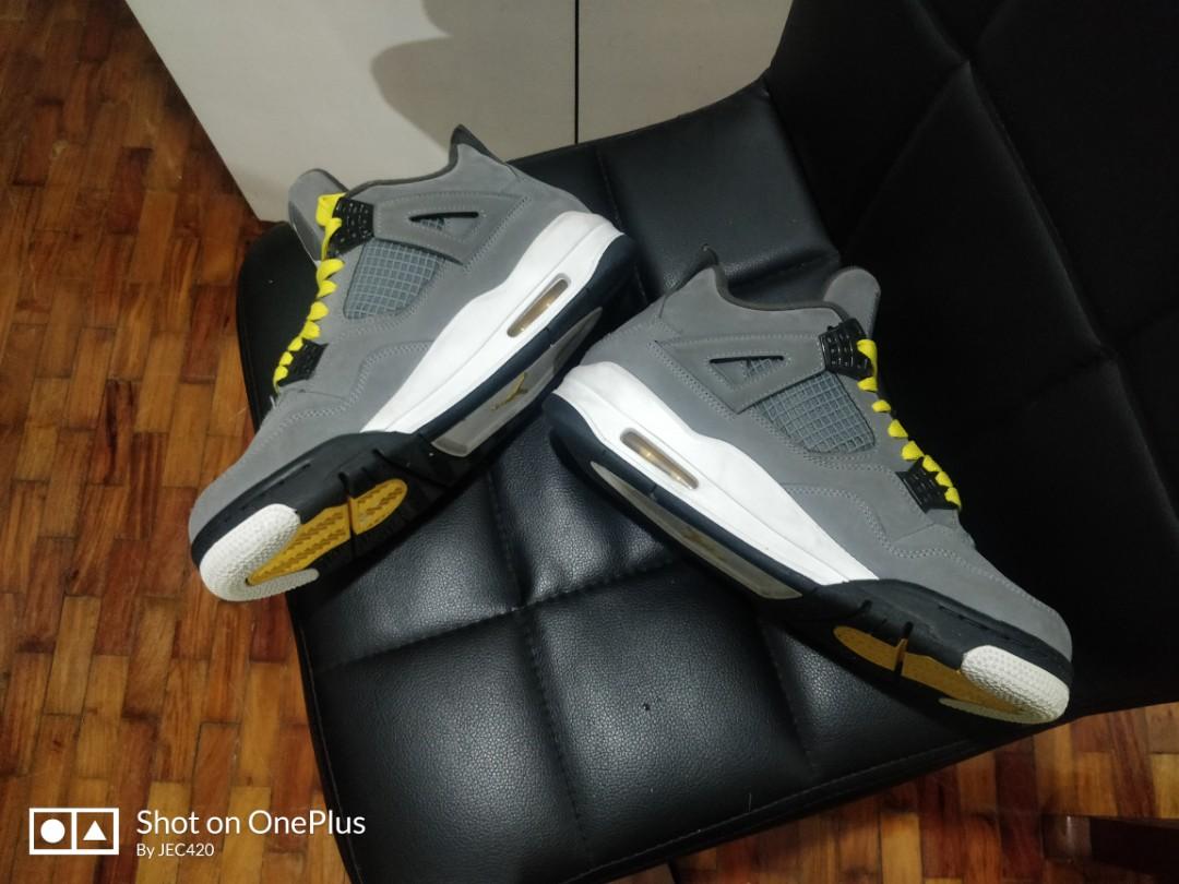 Jordan 4 cool grey yellow laces shop